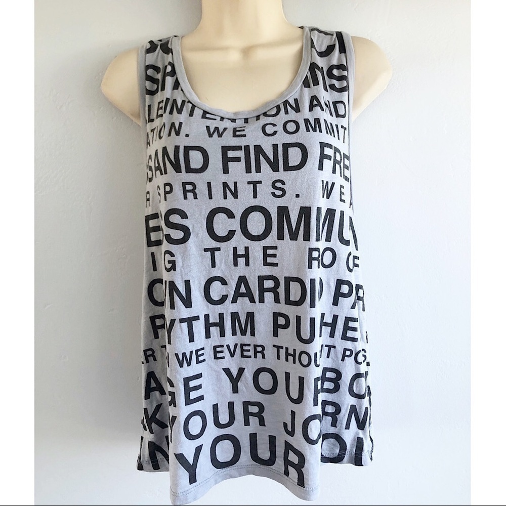 Soulcycle Womans XL Gray Muscle Tank Top Wording